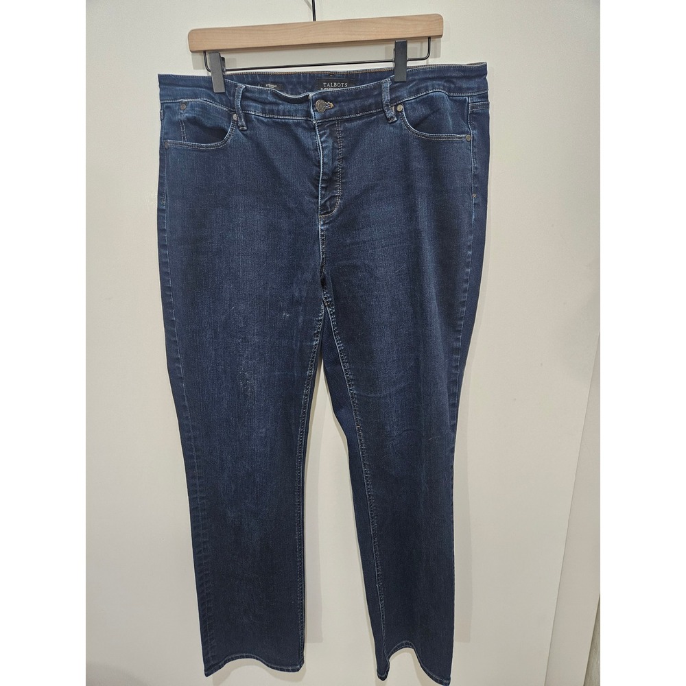 Talbots Flawless Five-Pocket Straight Curvy Jeans Dark Wash Denim Size 16